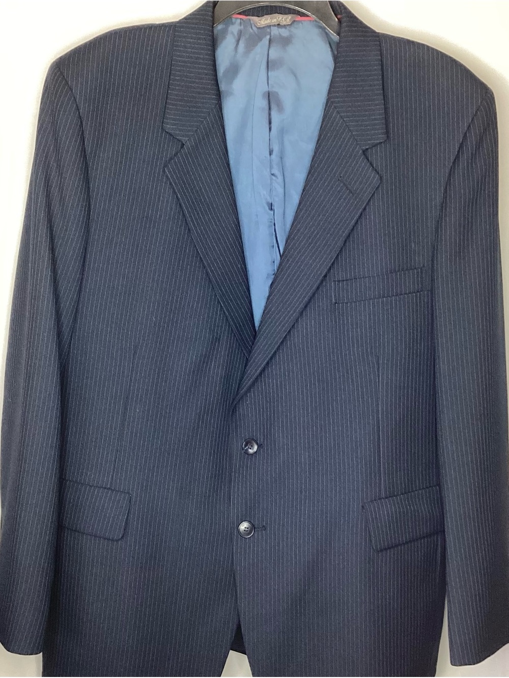 Men's Levi Strauss Pinstripe Navy Business Blazer - Classic Two-Button Jacket